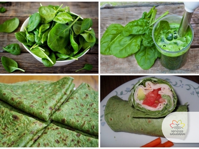 LUNES SALUDABLE CON WRAPS DE ESPINACA SIN HARINA